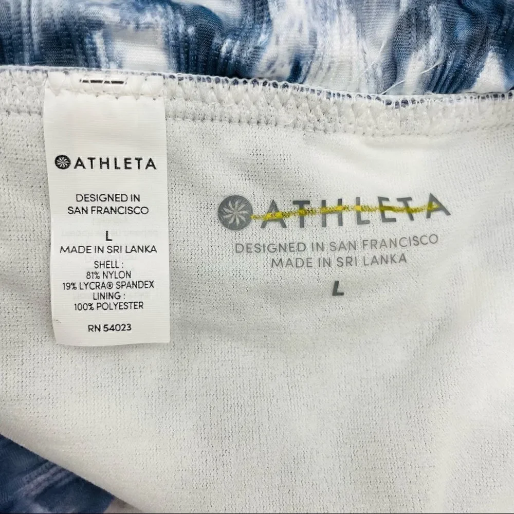 Athleta Tulum Blue Tie-Dye Bikini Bottoms Size L NWT